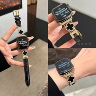 Luxury Rhinestone Clover Leather Strap For iWatch Series Ultra 10 9 8 7 6 SE 5 4 3 2 1 Crocodile Pat