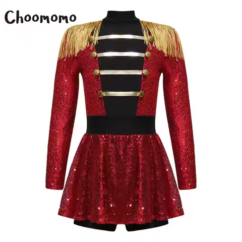 Girls Circus Ringmaster Costume Lion Tamer Ring Leader Uniforms Majorette Halloween Party Magic Show