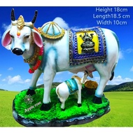 cow and calf statue/gift item/colourful  clay marble komatha statue/gomatha statue