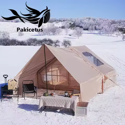 PAKICETUS Inflatable Camping Tent Luxury Glamping Tent with Roof Window Carry Bag Easy Setup Outdoor