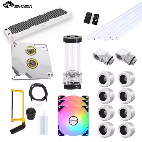 Bykski CPU Water Cooling Kit Custom CPU Block+Radiator+Reservoir-Pump Combo+Hard Tube Fittings+Fans+