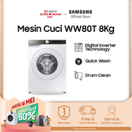 Samsung Mesin Cuci Front Load 8Kg dengan Ecobubble™ AI Control Pencucian Cerdas Membersihkan Baju dengan Higienis Digital Inverter Teknologi Hemat Energi Garansi Resmi Samsung Official Store - WW80T504DTT/SE