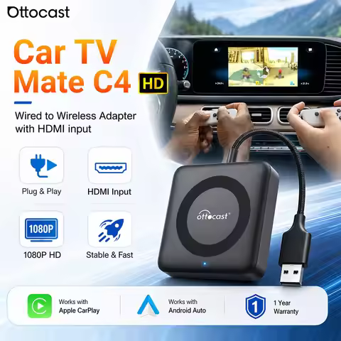 OTTOCAST Car TV Mate Pro HDMI Car Adapter Wireless CarPlay Adapter 1080P Video 2K 60Hz Streaming Fir