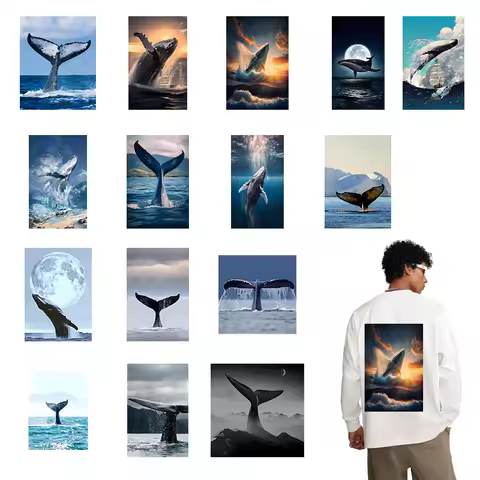 DIY Iron On Heat Transfer Whale Sticker Personalized Whale Tail Print Sticker Iron Men's and Women's
