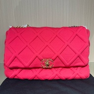 CHANEL香奈兒19bag 單肩包 大號粉紅色
