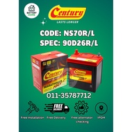 [FREE Installation Provided] Century Marathoner Max car battery battery kereta NS70R/L / 90D26R/L