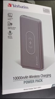 Brand-New 全新未拆 Verbatim 10000mAh Wireless Charging Power Bank Pack (PD 3.0) - Support支援 iPhone 20W C