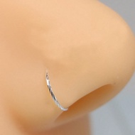 2pcs 925 Sterling Silver Twist Nose Ring Color Gold 8mm Hoop Piercing Earrings Tragus 22G Jewelry