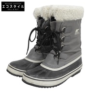 Sorel 女士冬季嘉年華羊毛內襯雪靴，灰色/黑色，25厘米，貨號 1308911035，美國尺寸 8 [二手]