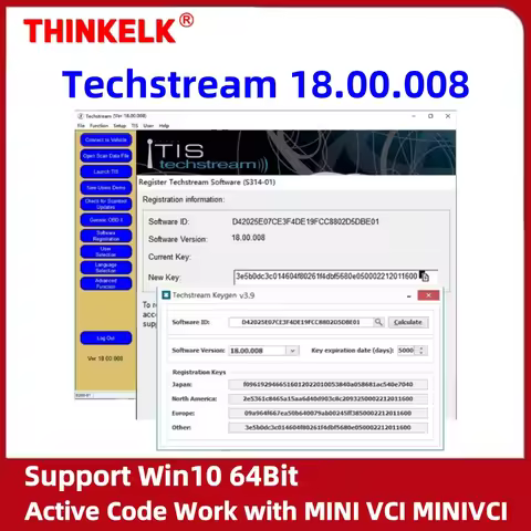 For TOYOTA TIS Techstream 18.00.008 Software Link and Active Code Work with MINI VCI MINIVCI Newest 