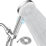 Shower Head High Pressure, Rain Handheld Shower Head with Pause Switch, 3 Setting Showerhead with Stainless Steel Hose 71 Inch, Chrome