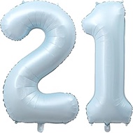 40 Inch Light Blue 21 Number Balloons Giant 12 Foil Mylar Helium Large Digital Balloon Baby Blue Bir