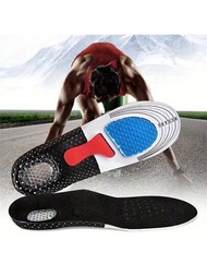 1雙運動鞋墊，男女通用吸汗透氣加厚減震氣墊籃球鞋，超柔軟底部矽膠彈簧夏季跑步鞋墊