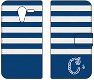 Notebook Type Smartphone Case Marine Border Navy x White Initial C Design by ARTWORK/for DIGNO F, DI