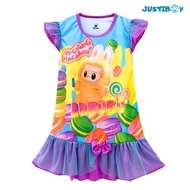 Dress Anak Perempuan Sanrio Kuromi & Labubu Lengan Ruffle Umur 2 - 7 Tahun [JULIA]