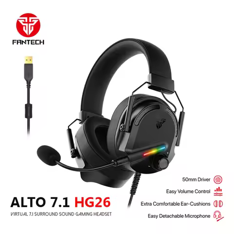 FANTECH ALTO 7.1 HG26 Gaming Headphones With 7.1 Virtual Channel RGB USB Headset With Noise Cancelli