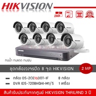 HIKVISION ชุดกล้องวงจรปิด 8 ตัว รุ่น DS-2CE16D0T-IRF *8 + เครื่องบันทึก DVR 8CH รุ่น iDS-7208HQHI-M1