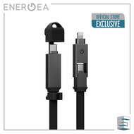 ENERGEA Sheath 2 in 1 C to C + Lightning Cable  480mbps 60W 15cm - Gunmetal/ Gold