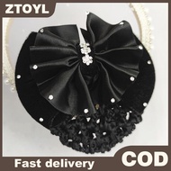 ZTOYL Nurse Stewardess Hair Accessories Bowknot Stripe Net Bun Hair Cover Women Barrette Net Bun Cro