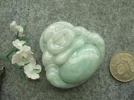 S1608  A貨玉墜子❀翡翠玉水潤大佛公笑佛掛件吊墜項墜【緬甸玉翠軒】--處理品