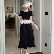 IBUY 2026 Summer Women's Diamond-Studded Ruffle Neck Swing Dress