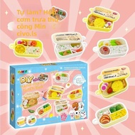 Mini DIY Bữa Ăn Chơi Thực Phẩm Bộ Mô Hình Cho Bé Gái Mô Phỏng Hộp Bento Nhà Búp Bê Nấu Ăn Trò Chơi Đ