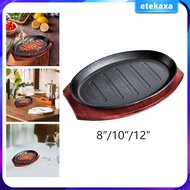 [Etekaxa] Griddle Steak Fry Plate Nonstick Veggies Meats Grill Plates Sizzling Steak Plate Set Fajit