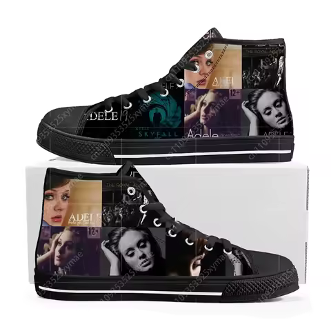 Adele Singer Poster High Top Sneakers Mens Womens Lightweight Canvas Sneaker Ghana Hiking Casual Cus