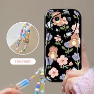 VRQR Dây buộc Kem + Hoa Vỏ điện thoại gợn kem cho itel RS4