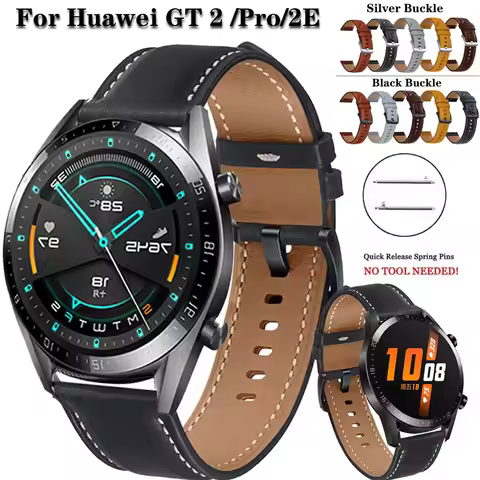 For Huawei Watch GT 2 / Pro / 2E / GT 46mm Strap Genuine Leather Band 22mm Watch Strap GT2 gt2e Brac