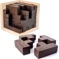 Original 3D Wooden Brain Teaser Puzzle: Engaging 3D Puzzle Box for Kids 8-12 & Adults, Desk Toys Del