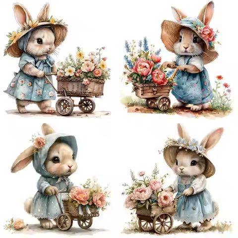 Adorable Little Bunny Iron-on Transfer For Clothing DIY A-Level Washable T-shirt Thermal Sticker Bea