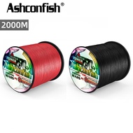 Ashconfish 8 Strands 2000M Braided Fishing Line X8 PE Line Black Red 6LB-300LB