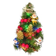 [特價]摩達客 1尺裝飾聖誕樹(聖誕老人紅果系)+LED20燈銅線燈(彩光)(USB電池兩用充電)