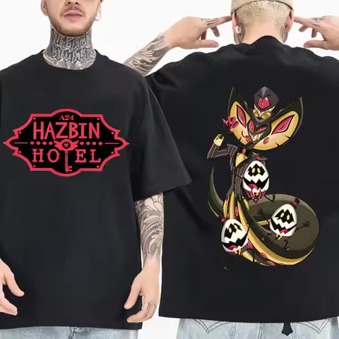 Hazbin Hotel Sir Pentious T-shirt Man Woman Harajuku Short Sleeve O-neck Casual Shirt Gift