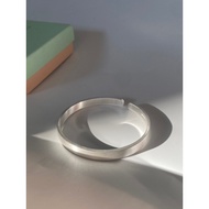 7mm smooth and scratched silver bracelet, solid s999 pure silver, neoclassical style, brand Q T Silv