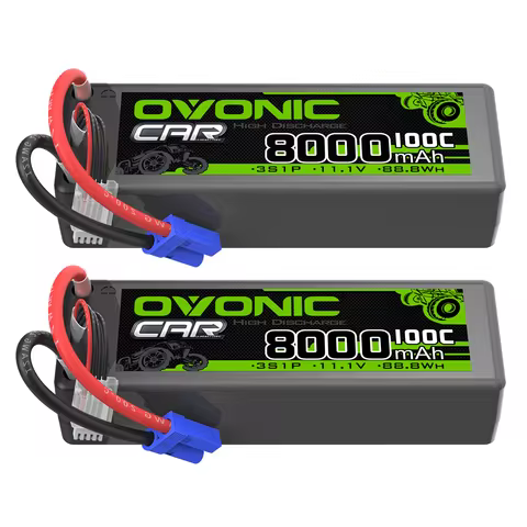 OVONIC 3S lipo Battery 100C 8000mAh Lipo with EC5 Connector(2 Pack)