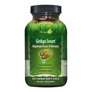 Irwin Naturals Ginkgo Smart Maximum Focus & Memory Dietary Supplement Liquid Gel Caps, 60-Count Bott