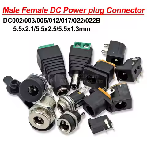 5-10PCS DC005 DC099 DC012 DC022 Male Female DC Power plug 5.5 x 2.1MM 5.5*2.5MM Jack Adapter Connect