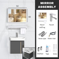 Aluminum Bathroom Cabinet Basin Set Ceramic Sink with Mirror and Shelf Basin Kabinet Bercermin