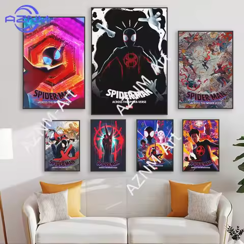 1pc Spider Man Across the Spider Verse Poster Superhero Spiderman Prints Classical Film Canvas Paint