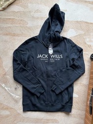 全新 英國 Jack Wills JW 男裝 深藍色 外套 白色 刺繡 Navy Blue x White Zip Up Pullover Hooded Hoodie Jacket 連帽 衛衣 套頭 