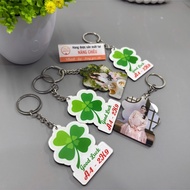 Keychain for year-end students, printed on 2 sides and 1 side of 4-leaf clover with 1 side printed w