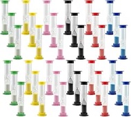 Set of 30 Mini Hourglass Set, 30 sec, 1 min, 2 min, 3 min, 5 min, 10 min Colourful Sand Timer Set, P