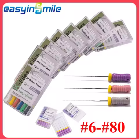 10Pks Endodoncia Endo K Files #6 #8 #10 #15 #20 #25 #30 #15-40 #45-80 Dental Stainless Root Canal Ha