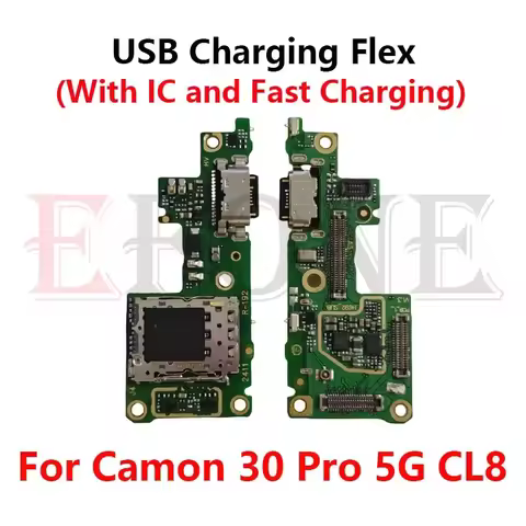 For Tecno Camon 30 Pro 5G CL8 USB Charging Dock Board Fast Charger Connector PCB Port Flex Cable