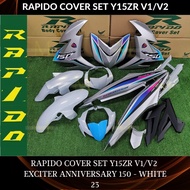 RAPIDO COVER SET Y15ZR V1/V2 EXCITER150 20TH ANNIVERSARY WHITE (STICKER TANAM/AIRBRUSH) COVERSET