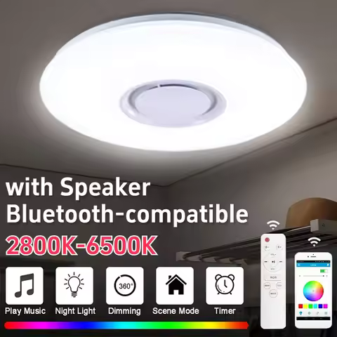 RGB LED Ceiling Light Dimmable Bluetooth-compatible Music Ceiling Lamp 2800K-6500K Home Decoration L