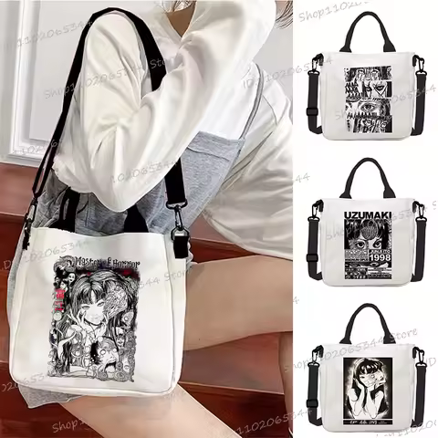 Japanese manga junji ito cat canvas Shoulder Bag college style women men anime junji ito cat Crossbo