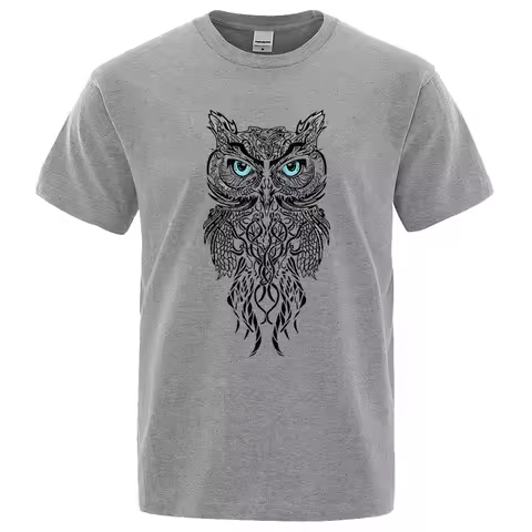 New Men Tshirt Stylish Owl Pattern Printing Casual Short Sleeves Round Collar Brand men's Sport T-sh